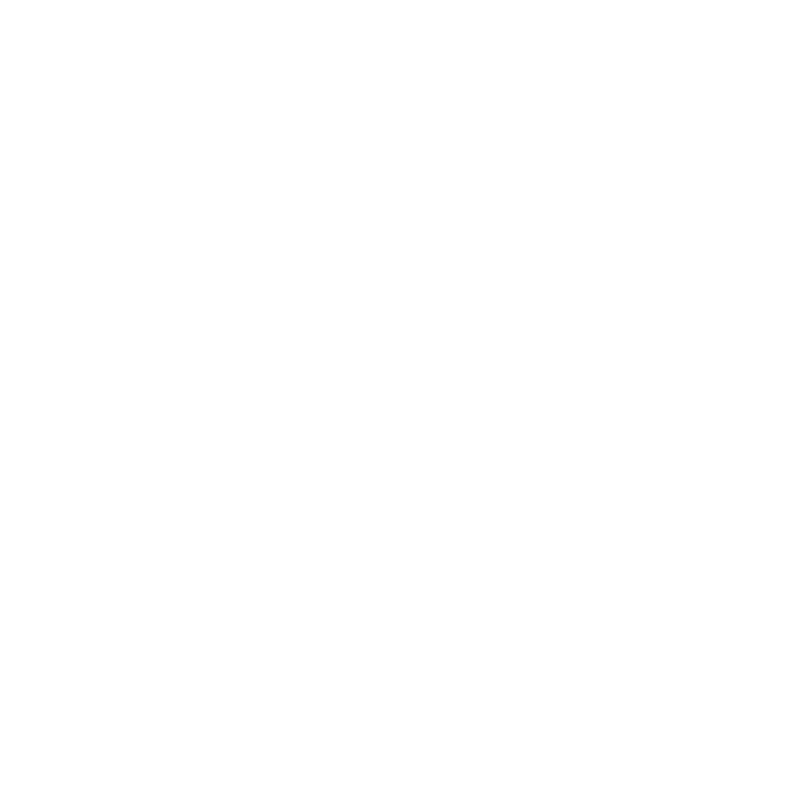 Icono cuadrado azul con un gráfico lineal blanco de un hexágono químico tachado, indicando 