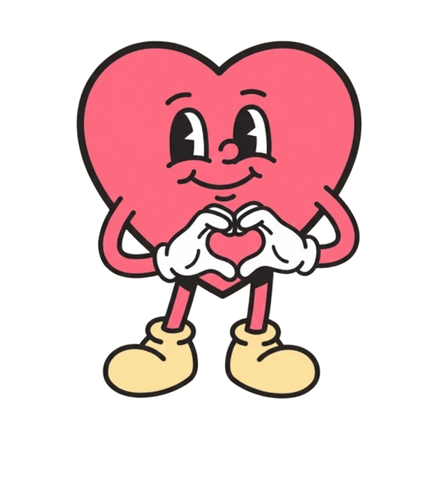 Corazon animado haciendo un corazon con sus manos